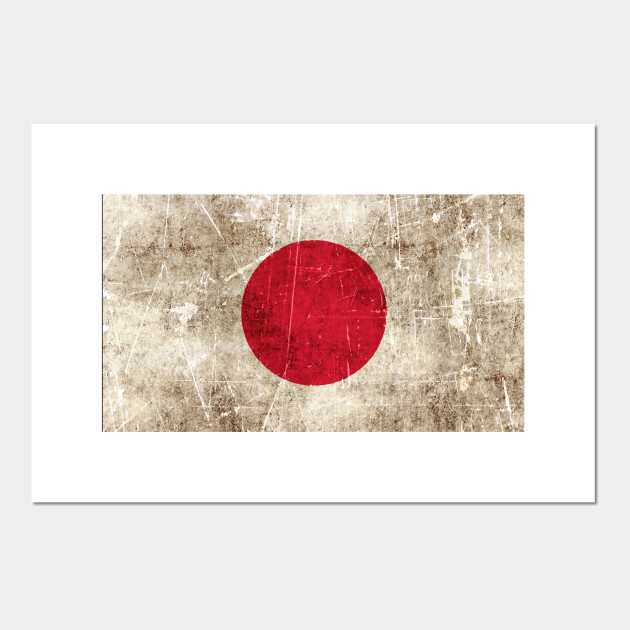 Vintage Aged and Scratched Japanese Flag